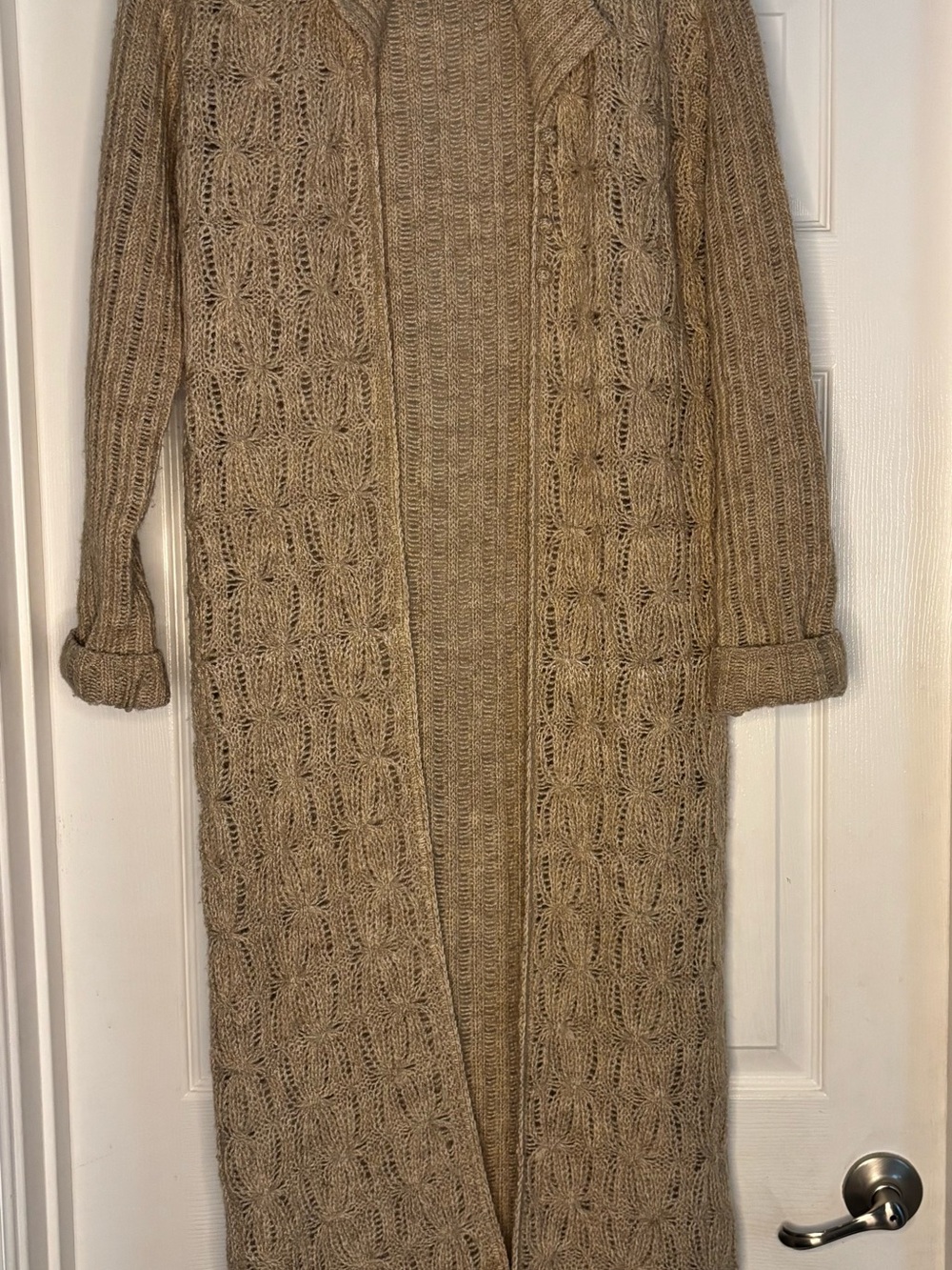Free People Long Open Front Cardigan - Taupe